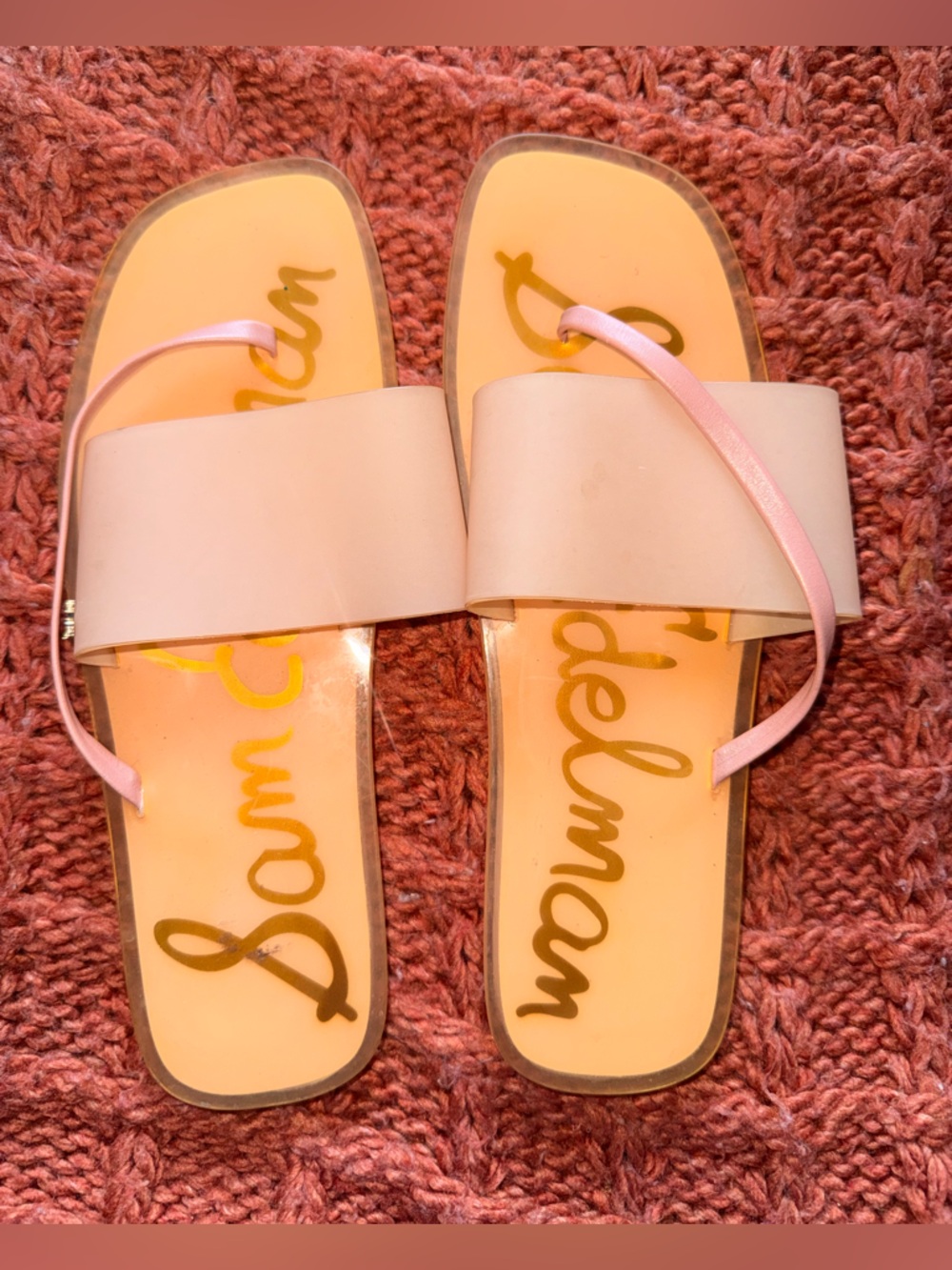 Sam Edelman Blush and Pale Pink Slide Sandals